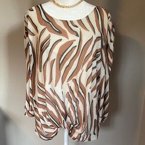 W5 Zebra Stripe Blouse in Brown and Cream Size XL